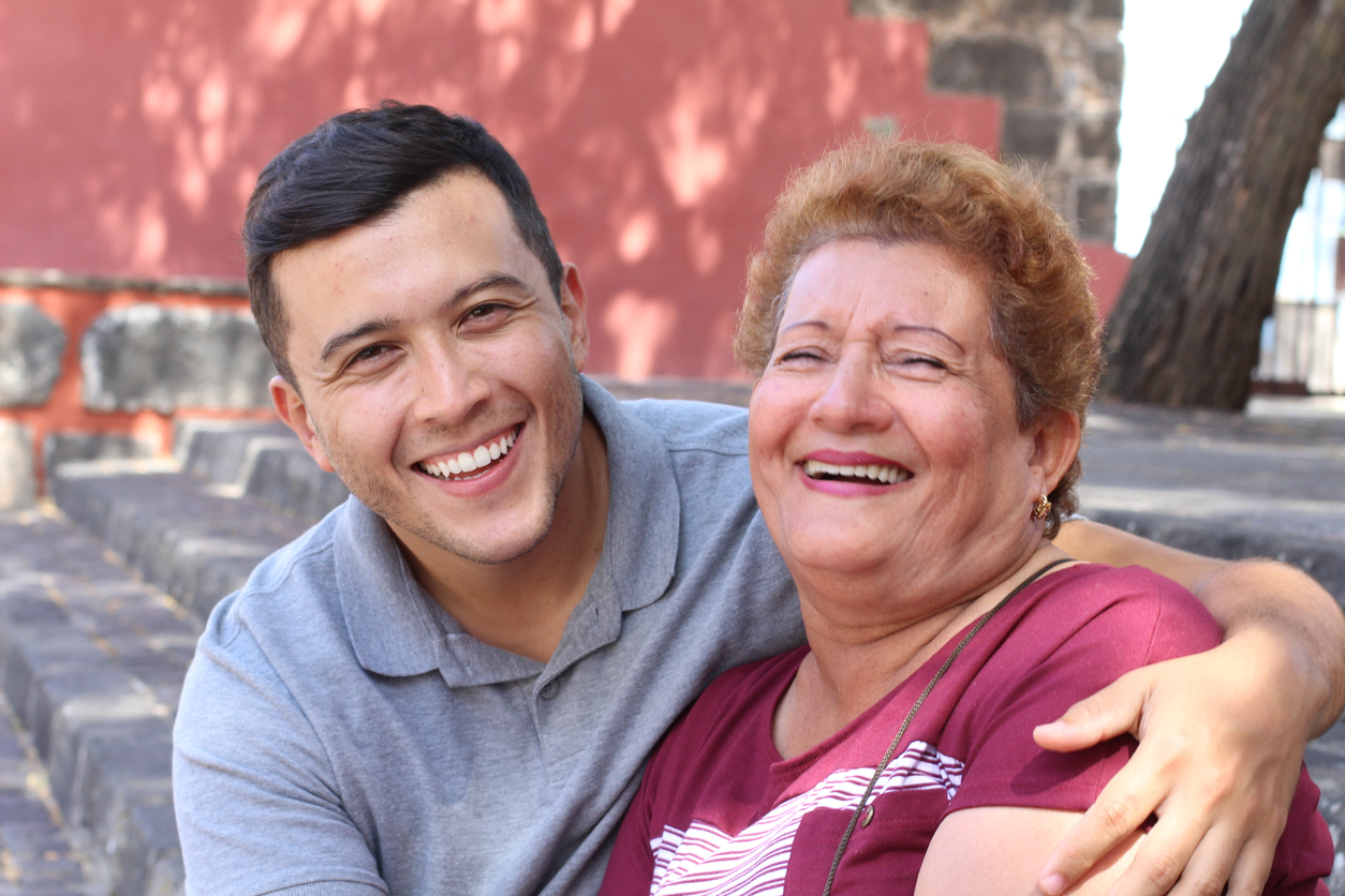 Older man with birth mother