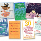 Graphic of 7 Adoption book covers