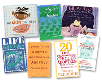 Graphic of 7 Adoption book covers