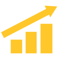 icon of graph showing positive growth and arrow pointing upward