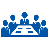 icon of employees sitting around conference table
